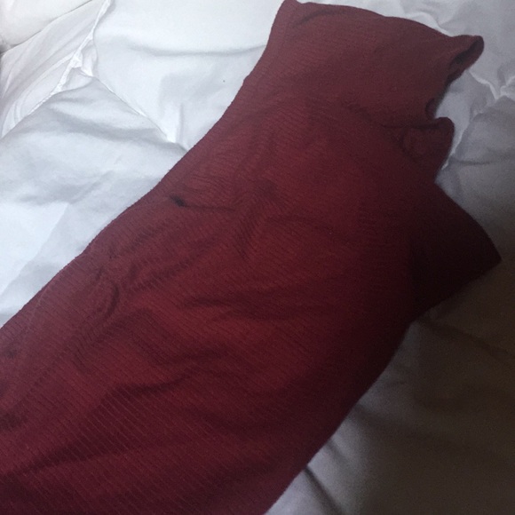 red off the shoulder crop top ribbed - Picture 2 of 2